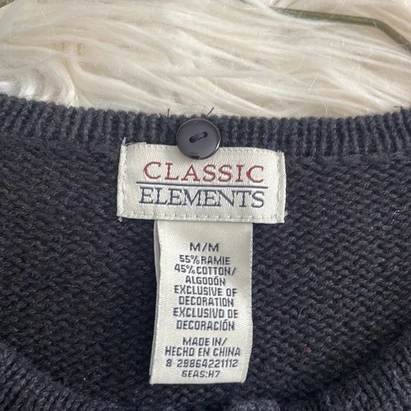 Classic elements vintage vtg beaded snowflake black Santa ugly Christmas sweater - Picture 15 of 16